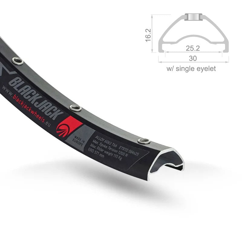 Cerchio 27,5" READY MTB Tubeless Canale: 25mm Nero - 32 Fori