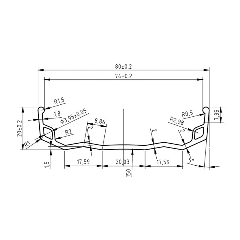 Cerchio 20" FAT BIKE in Alluminio - 36 Fori - Dimensioni: 74x80x20mm