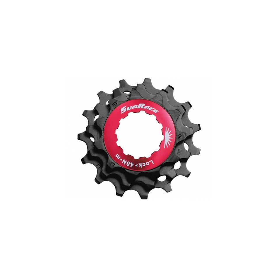 Anillo de Bloqueo Rojo+Piñones(KIT)12V en Aluminio Negro - Cuerpo SHIMANO HG