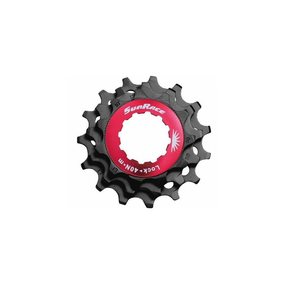 Anillo de Bloqueo Rojo+Piñones (KIT) 10V en Aluminio Negro - Cuerpo SHIMANO