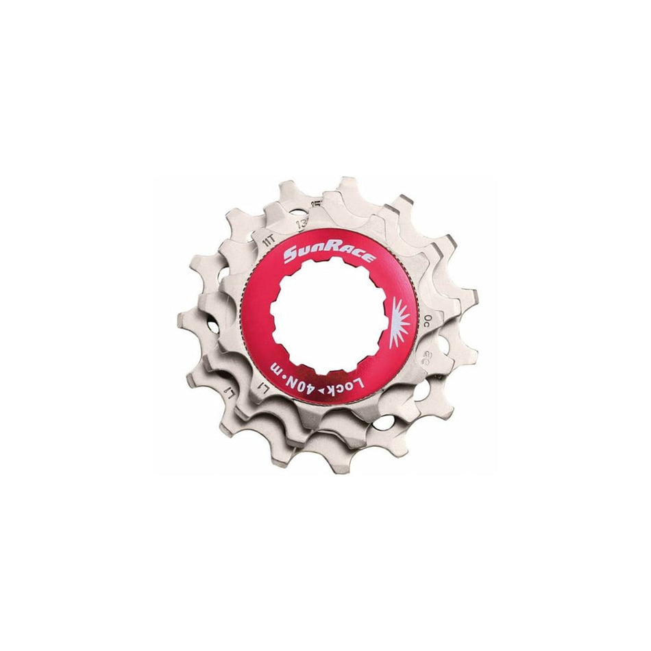 Anillo de Bloqueo Rojo+Piñones (KIT) 10V en Aluminio Plateado - SHIMANO