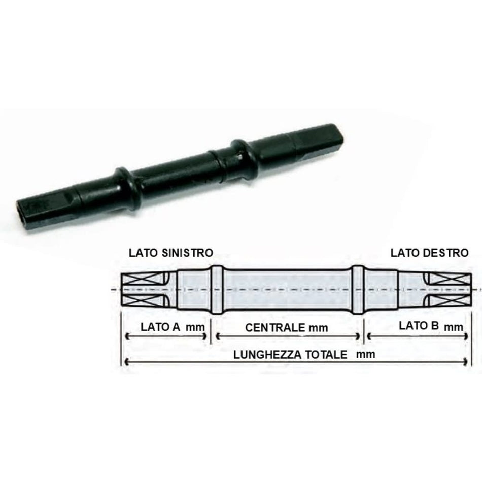 Vierkantachse BMX aus Stahl 138mm Schwarz