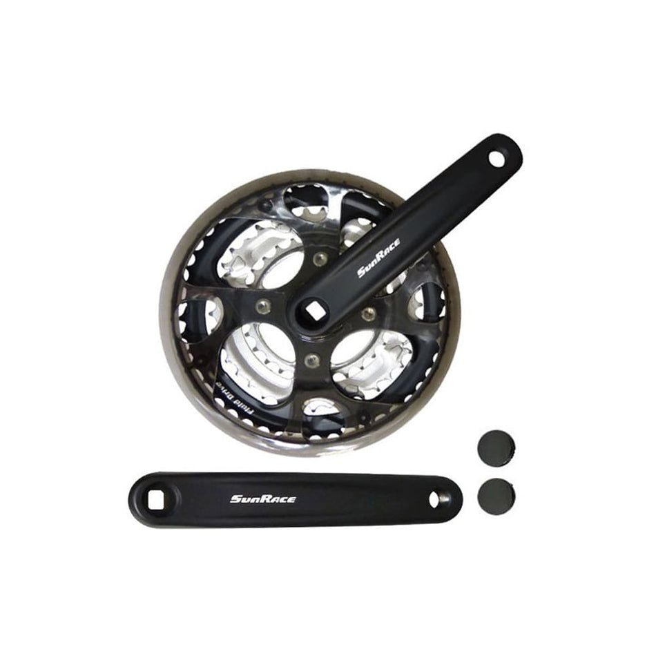 Bielas CITY 3x7/8V 28/38/48 Dientes x 170mm Negro + Protector de Cadena