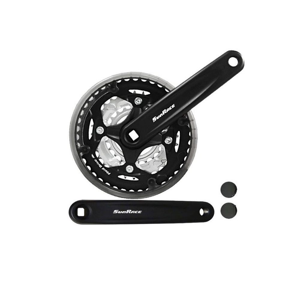 Bielas CITY 3x7/8V 24/34/42 Dientes x 170mm Negro + Protector de Cadena