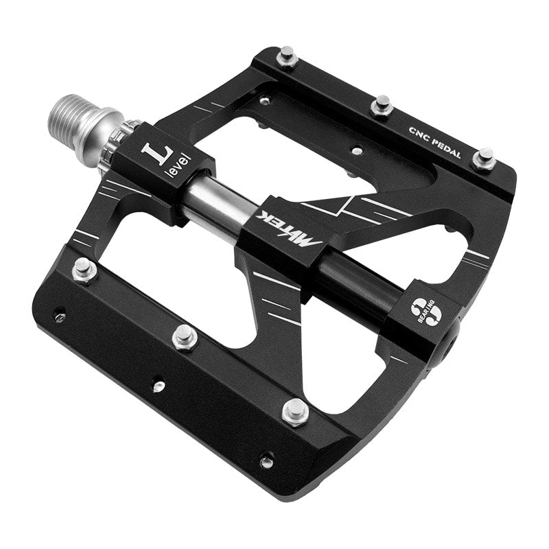 Pedali FLAT in Alluminio Nero - Asse CR-Mo su Cuscinetti 112x105x19mm