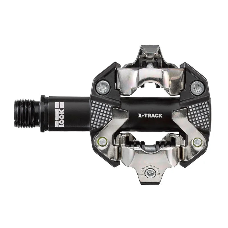 Pedali Look Accessori X-Track Grigio in Alluminio con Tacchette SPD