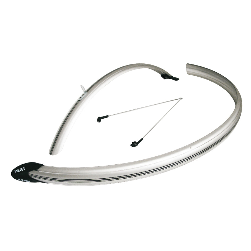 Błotnik 28" x 45mm z poliwęglanu srebrny/czarny (para)