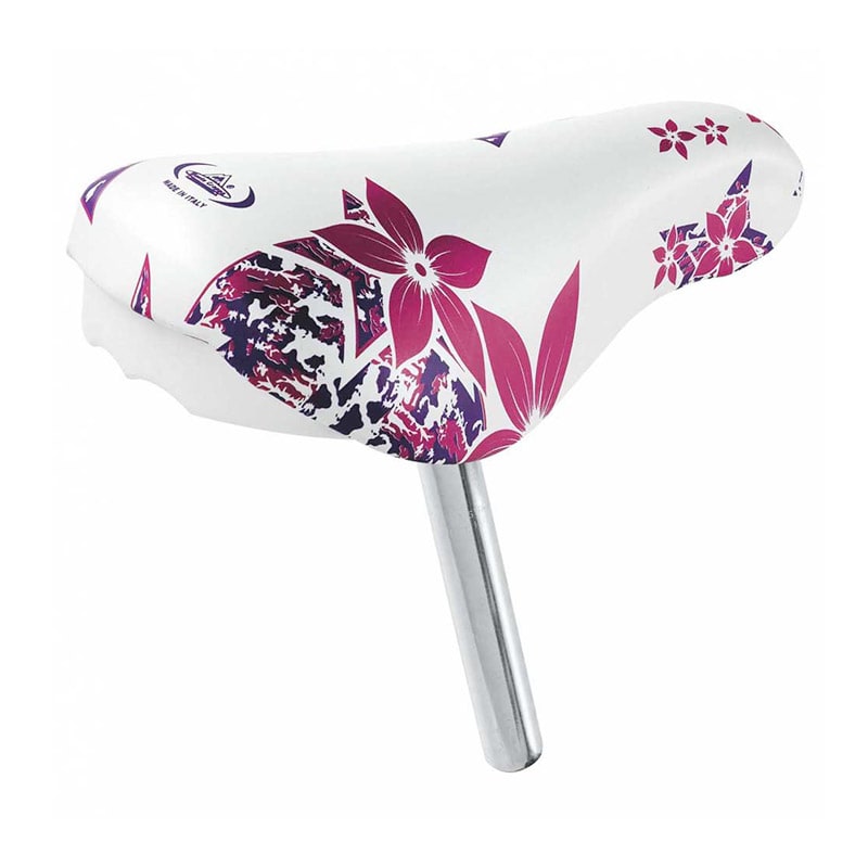 Sella Junior FLOWER 12/14" in Poliuretano Argento/Fucsia