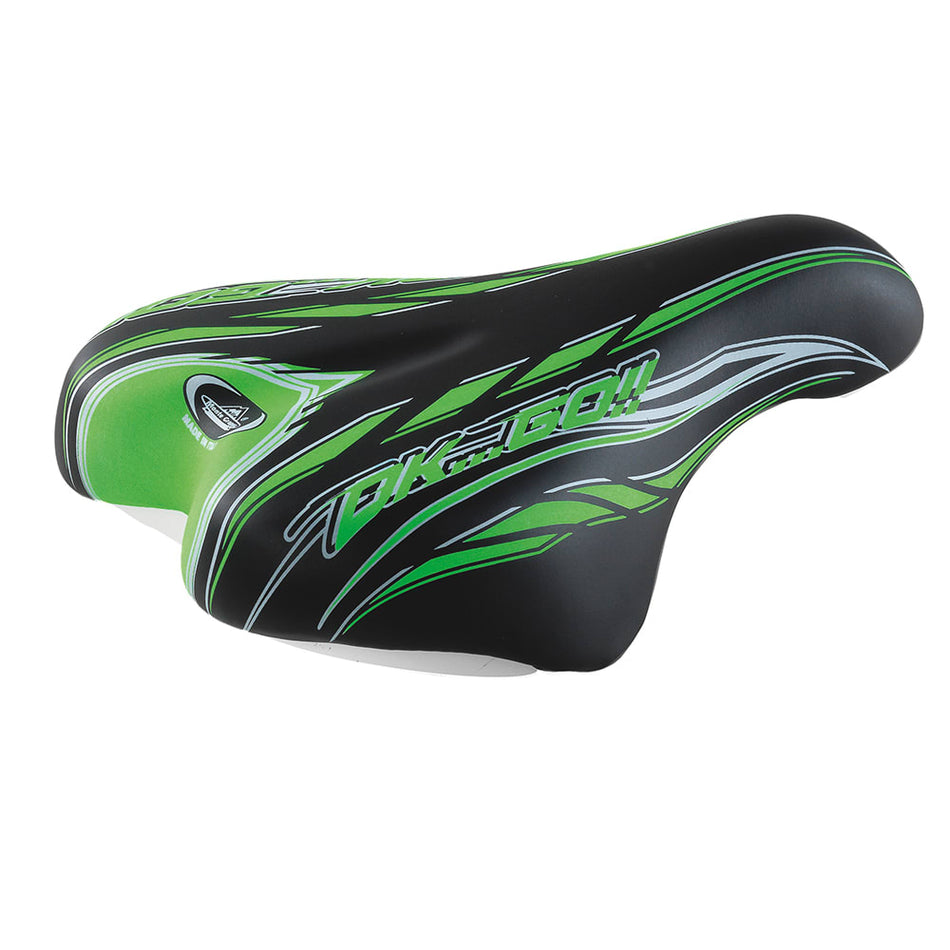 Sella Junior OK GO 14/16" 210x140mm in Poliuretano Nero/Verde