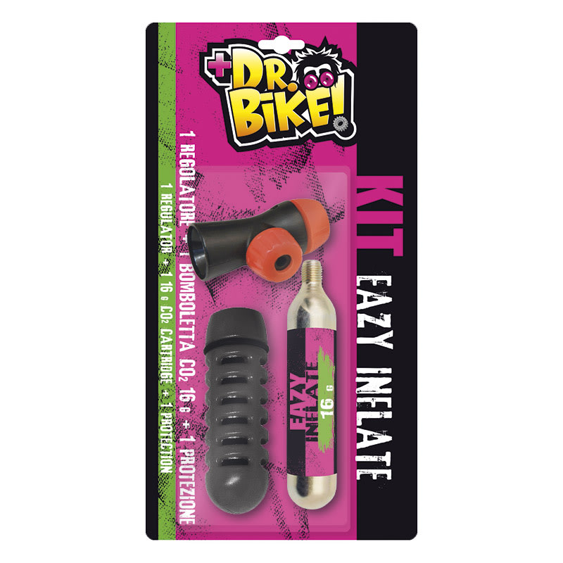 DR.BIKE KIT EAZY INFLATE: Regolatore, Protezione e Bomboletta CO2 16gr