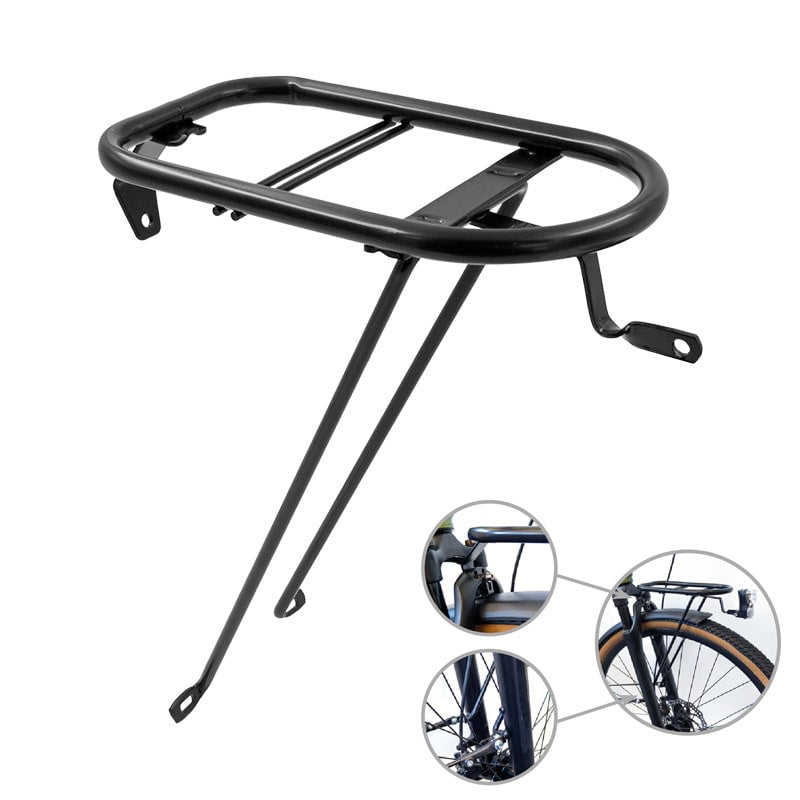 Portapacchi Anteriore CITY BIKE 28" Acciaio Nero Opaco Attacco Stelo