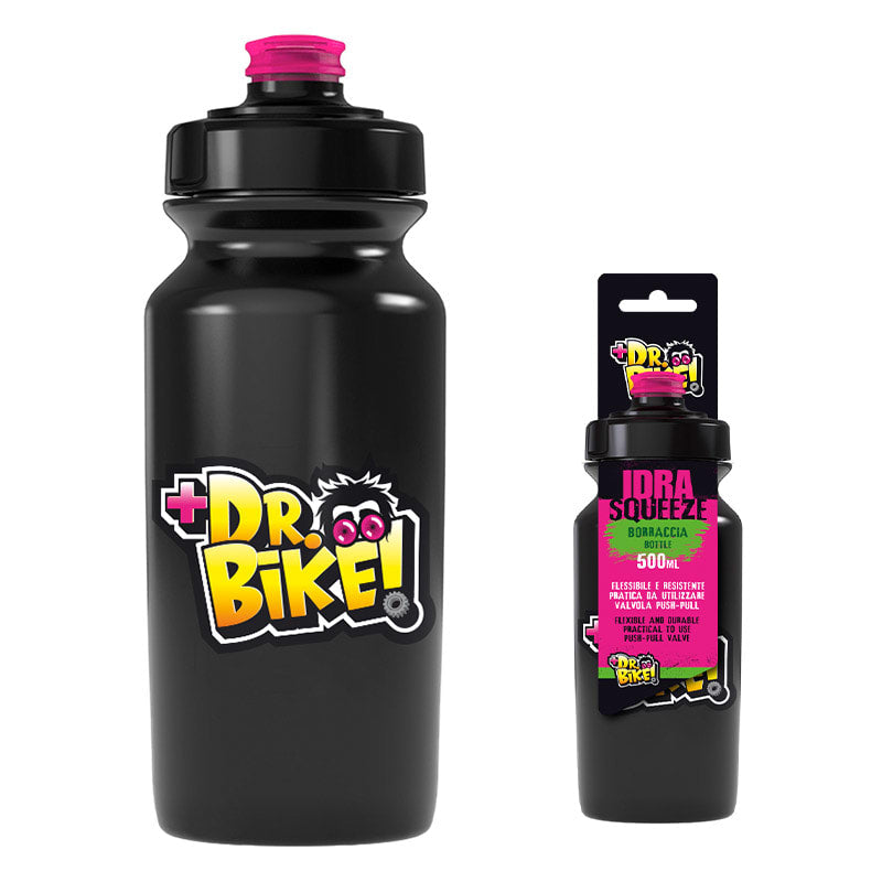 Borraccia Dr.BIKE 500ml Nera con Tappo ULTRA Fucsia