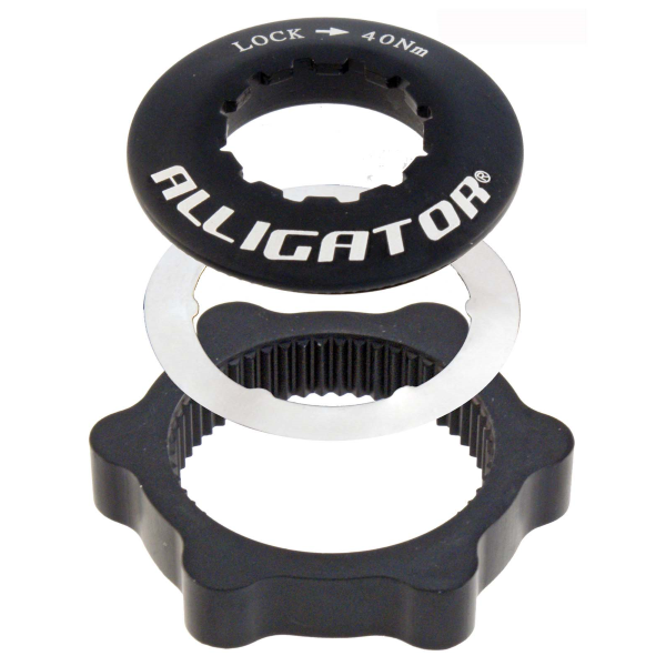 Alligator - ADATTATORE CENTERLOCK PER DISCHI FRENO 6 FORI - NERO, PER PERNI QUICK RELEASE