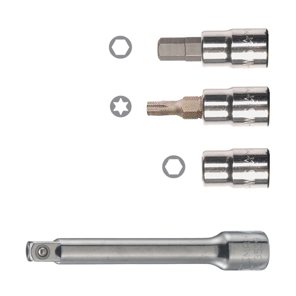 Bicisupport - Set bussole e bussole con inserto Torx o a brugola per dinamometrica 1/4