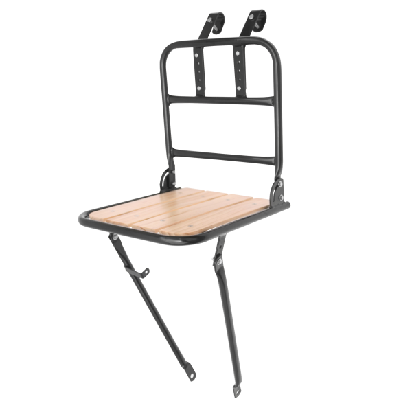 Easy - Portapacchi anteriore acciaio HEAVY DUTY CON PIATTAFORMA IN LEGNO 26"-28"