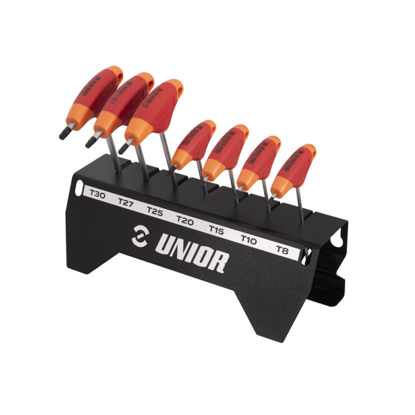 Unior - Set chiavi Torx con impugnatura a T 193TX-US.1 con supporto - T8-T30