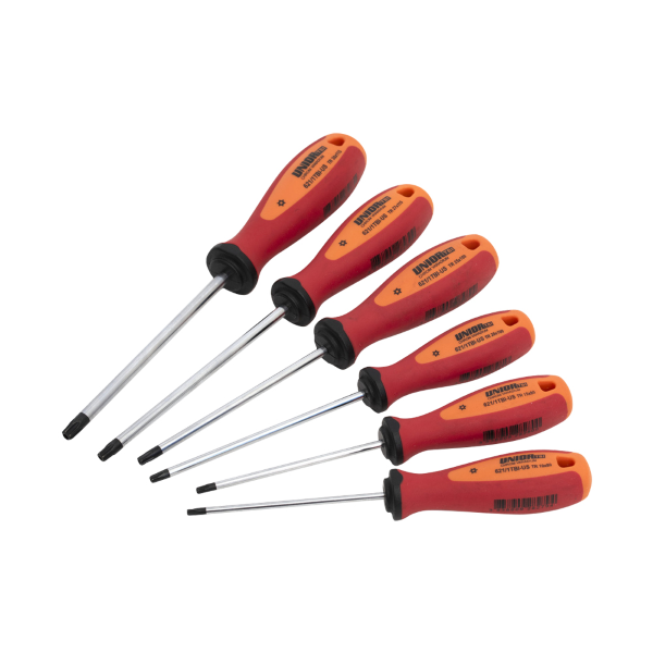 Unior - Set cacciaviti Torx con profilo di sicurezza con foro 621/1TBICB6-US - T10-T31