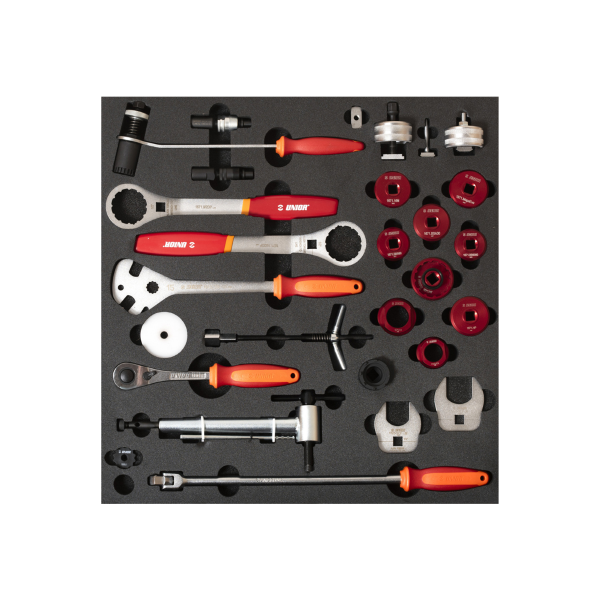 Unior - Set utensili SET2-2600AC in vassoio SOS per cassettiera larga - attrezzi guarniture e movimenti centrali