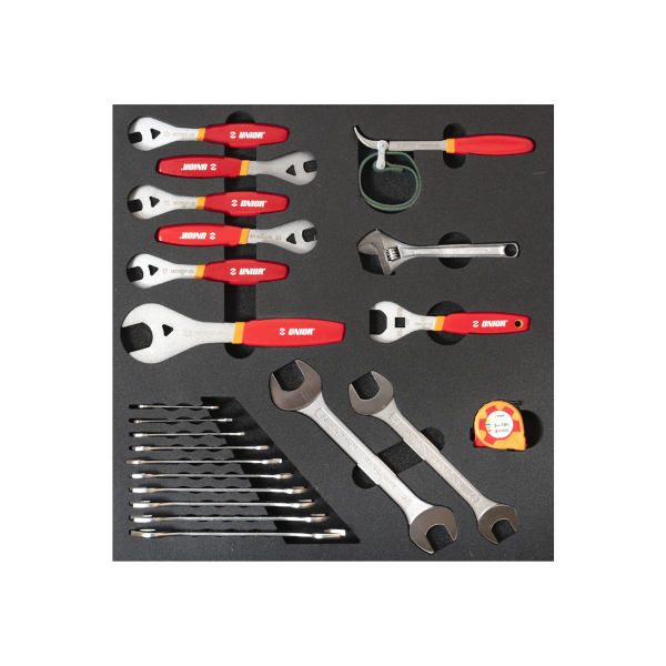 Unior - Set utensili SET2-2600D in vassoio SOS per cassettiera larga - attrezzi per manutenzione e riparazione forcelle