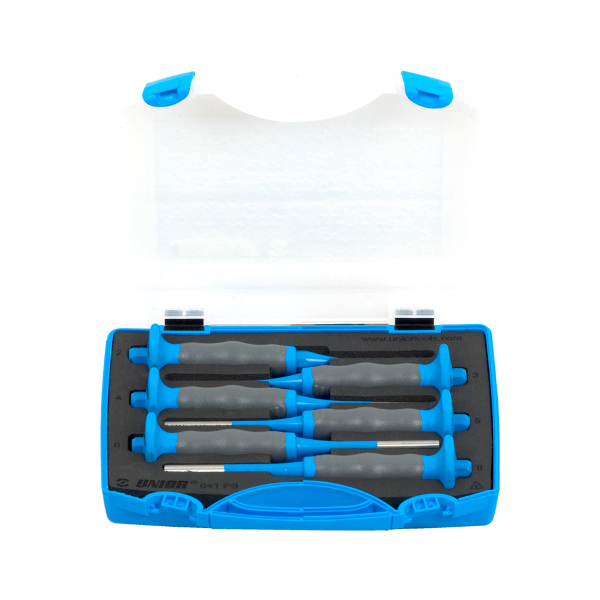 Unior - Set punzoni per spine con impugnatura 641/6HSPB in contenitore di plastica